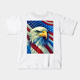 USA America Fourth of July Op Art Bald Eagle July 4th Kids T-Shirt